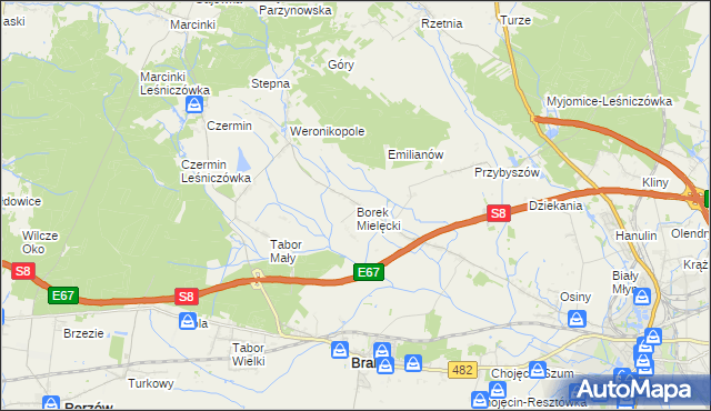 mapa Borek Mielęcki, Borek Mielęcki na mapie Targeo