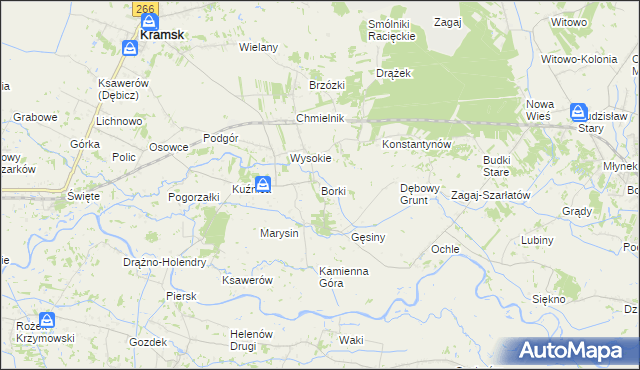 mapa Borki gmina Kramsk, Borki gmina Kramsk na mapie Targeo