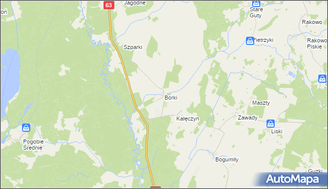 mapa Borki gmina Pisz, Borki gmina Pisz na mapie Targeo