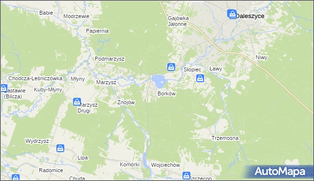 mapa Borków gmina Daleszyce, Borków gmina Daleszyce na mapie Targeo