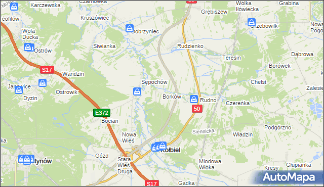 mapa Borków gmina Kołbiel, Borków gmina Kołbiel na mapie Targeo