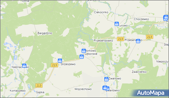 mapa Borkowo Lęborskie, Borkowo Lęborskie na mapie Targeo