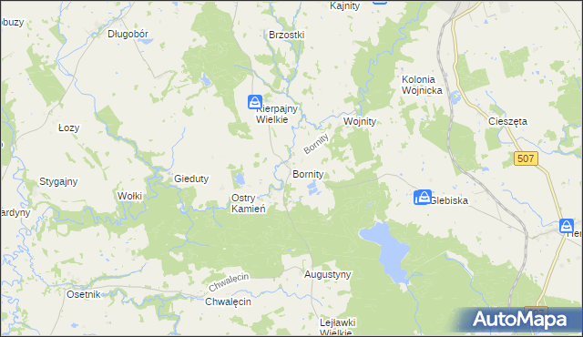 mapa Bornity, Bornity na mapie Targeo