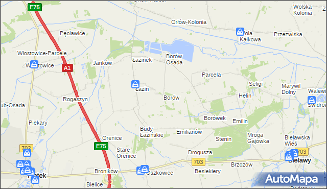 mapa Borów gmina Bielawy, Borów gmina Bielawy na mapie Targeo