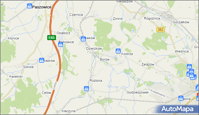 mapa Borów gmina Dobromierz, Borów gmina Dobromierz na mapie Targeo