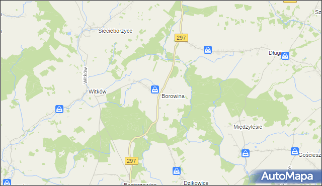 mapa Borowina gmina Szprotawa, Borowina gmina Szprotawa na mapie Targeo