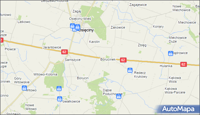 mapa Borucinek, Borucinek na mapie Targeo