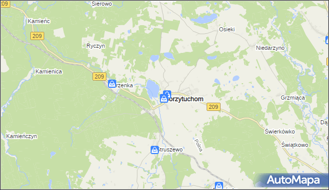 mapa Borzytuchom, Borzytuchom na mapie Targeo