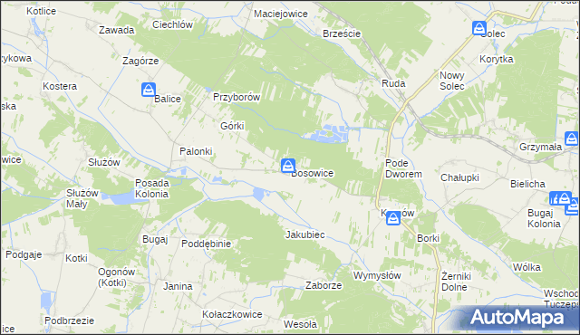 mapa Bosowice, Bosowice na mapie Targeo