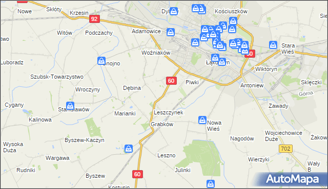 mapa Boża Wola gmina Kutno, Boża Wola gmina Kutno na mapie Targeo