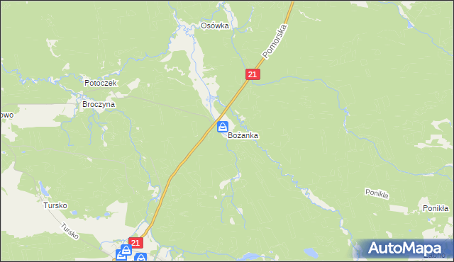mapa Bożanka, Bożanka na mapie Targeo