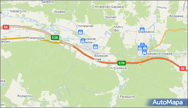 mapa Bożepole Małe, Bożepole Małe na mapie Targeo