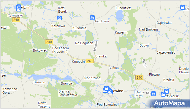 mapa Bramka gmina Bukowiec, Bramka gmina Bukowiec na mapie Targeo