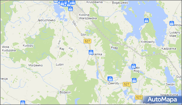 mapa Bramka gmina Morąg, Bramka gmina Morąg na mapie Targeo