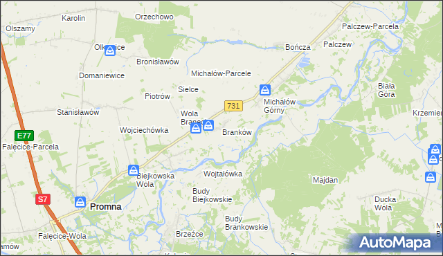 mapa Branków, Branków na mapie Targeo