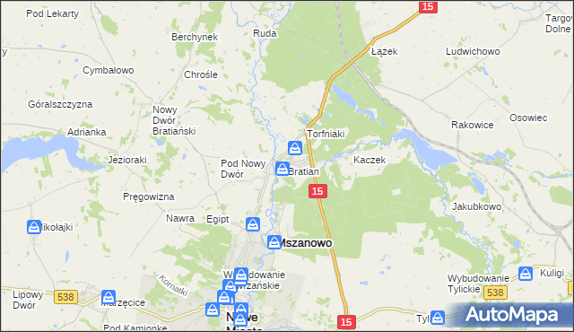 mapa Bratian, Bratian na mapie Targeo