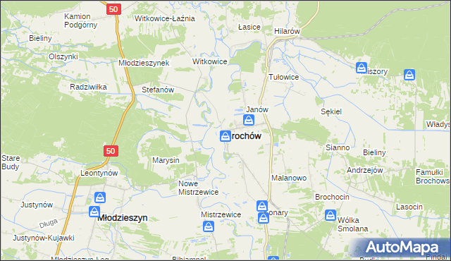 mapa Brochów powiat sochaczewski, Brochów powiat sochaczewski na mapie Targeo