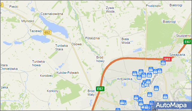 mapa Bród Nowy, Bród Nowy na mapie Targeo