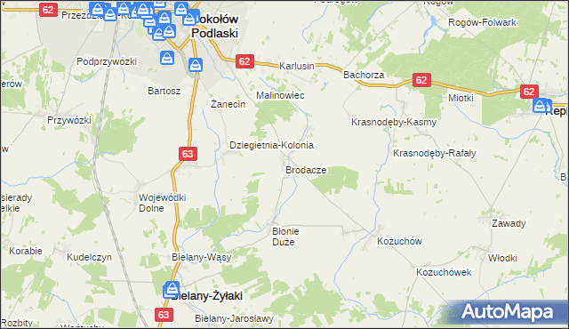 mapa Brodacze, Brodacze na mapie Targeo