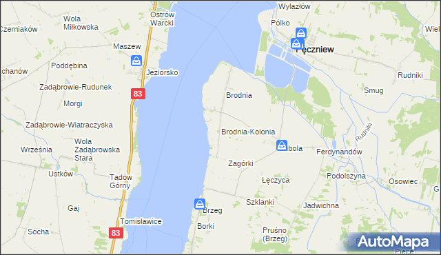 mapa Brodnia-Kolonia, Brodnia-Kolonia na mapie Targeo