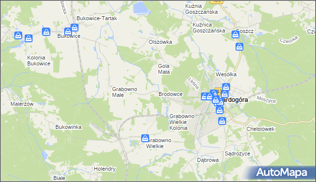 mapa Brodowce, Brodowce na mapie Targeo