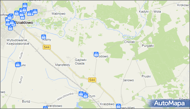mapa Brodowo gmina Iłowo-Osada, Brodowo gmina Iłowo-Osada na mapie Targeo