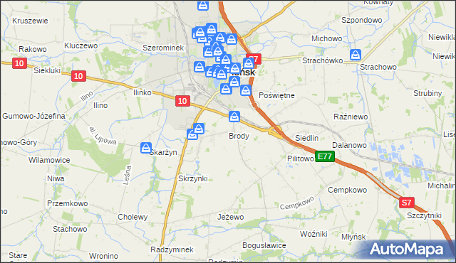 mapa Brody gmina Płońsk, Brody gmina Płońsk na mapie Targeo
