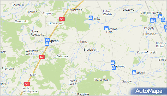 mapa Brodzięcin, Brodzięcin na mapie Targeo