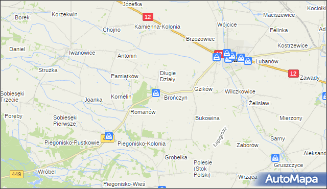 mapa Brończyn, Brończyn na mapie Targeo