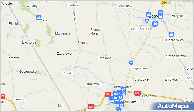 mapa Broniewo gmina Radziejów, Broniewo gmina Radziejów na mapie Targeo