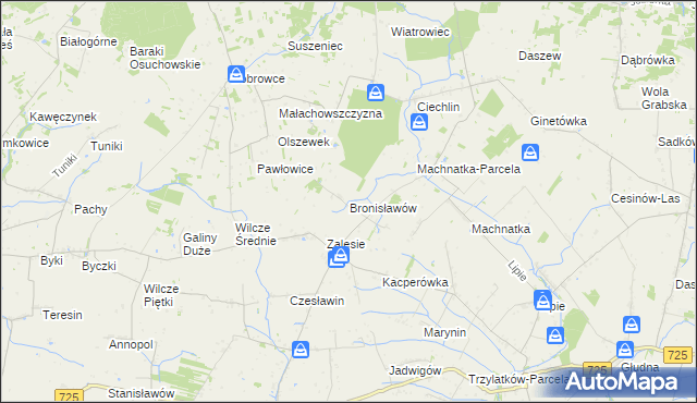 mapa Bronisławów gmina Błędów, Bronisławów gmina Błędów na mapie Targeo