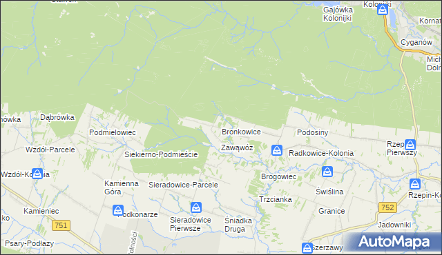 mapa Bronkowice, Bronkowice na mapie Targeo