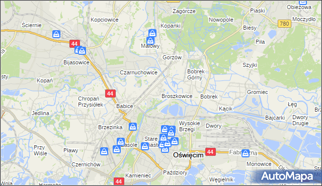 mapa Broszkowice, Broszkowice na mapie Targeo