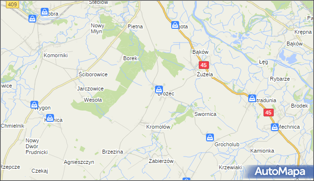 mapa Brożec gmina Walce, Brożec gmina Walce na mapie Targeo