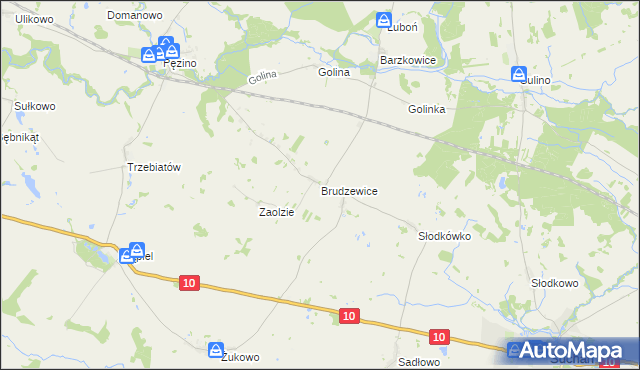 mapa Brudzewice gmina Suchań, Brudzewice gmina Suchań na mapie Targeo