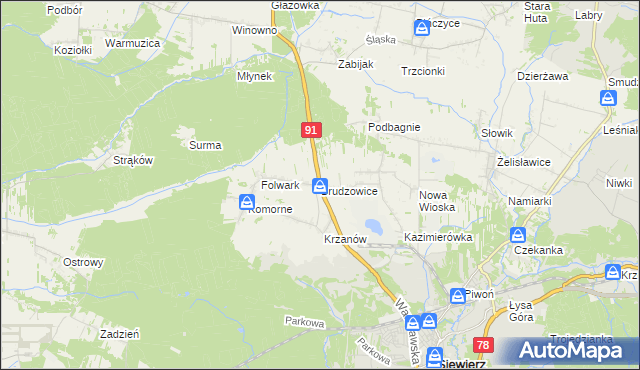 mapa Brudzowice, Brudzowice na mapie Targeo