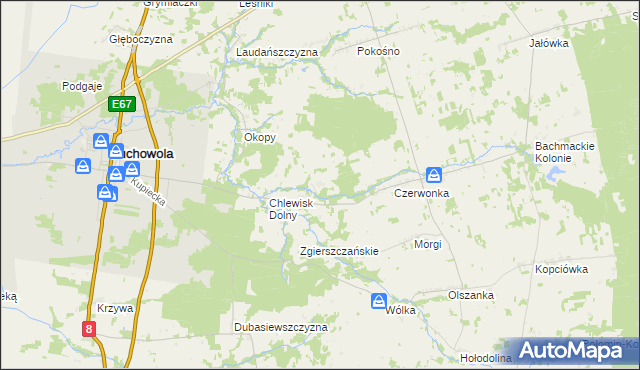 mapa Brukowo, Brukowo na mapie Targeo