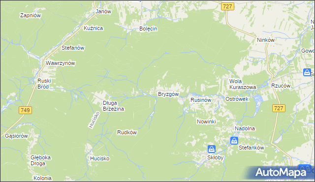 mapa Bryzgów, Bryzgów na mapie Targeo