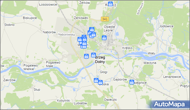 mapa Brzeg Dolny, Brzeg Dolny na mapie Targeo