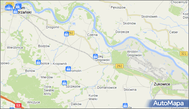mapa Brzeg Głogowski, Brzeg Głogowski na mapie Targeo