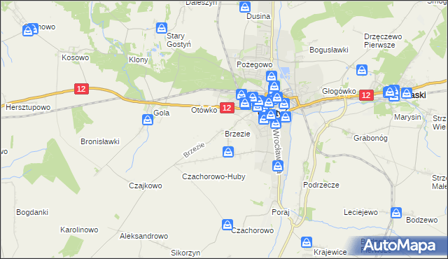 mapa Brzezie gmina Gostyń, Brzezie gmina Gostyń na mapie Targeo