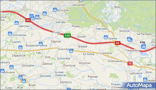 mapa Brzezie gmina Kłaj, Brzezie gmina Kłaj na mapie Targeo