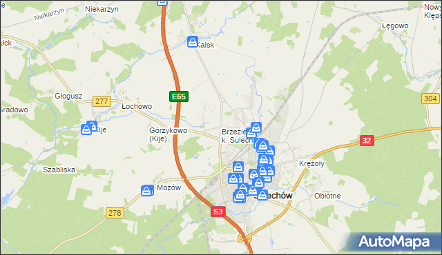 mapa Brzezie k. Sulechowa, Brzezie k. Sulechowa na mapie Targeo