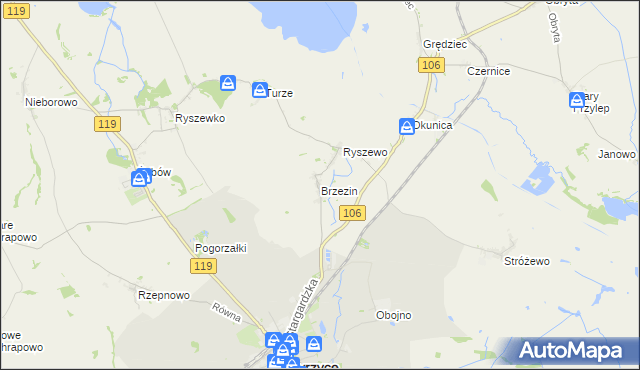 mapa Brzezin, Brzezin na mapie Targeo