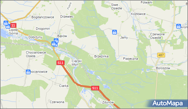 mapa Brzezinka gmina Kluczbork, Brzezinka gmina Kluczbork na mapie Targeo