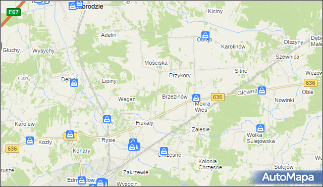 mapa Brzezinów, Brzezinów na mapie Targeo