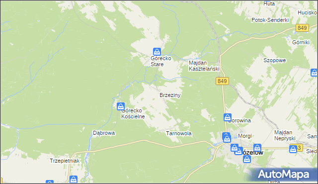 mapa Brzeziny gmina Józefów, Brzeziny gmina Józefów na mapie Targeo