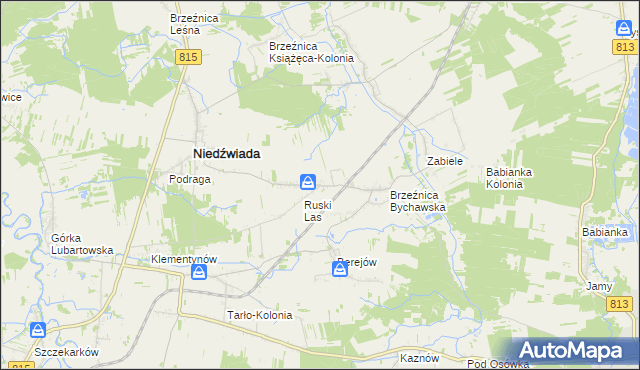 mapa Brzeźnica Bychawska-Kolonia, Brzeźnica Bychawska-Kolonia na mapie Targeo