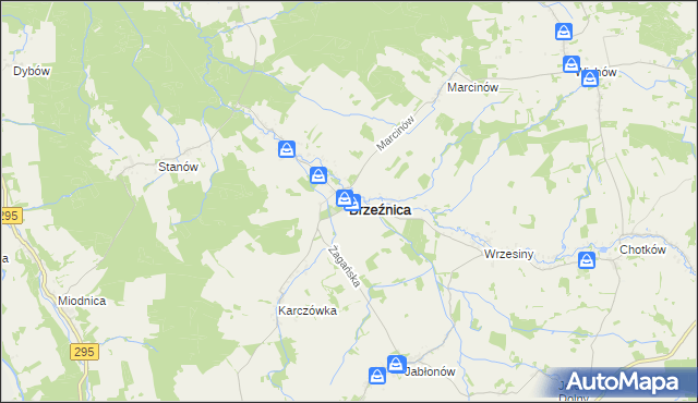 mapa Brzeźnica powiat żagański, Brzeźnica powiat żagański na mapie Targeo