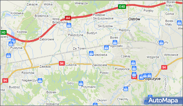 mapa Brzezówka gmina Ropczyce, Brzezówka gmina Ropczyce na mapie Targeo